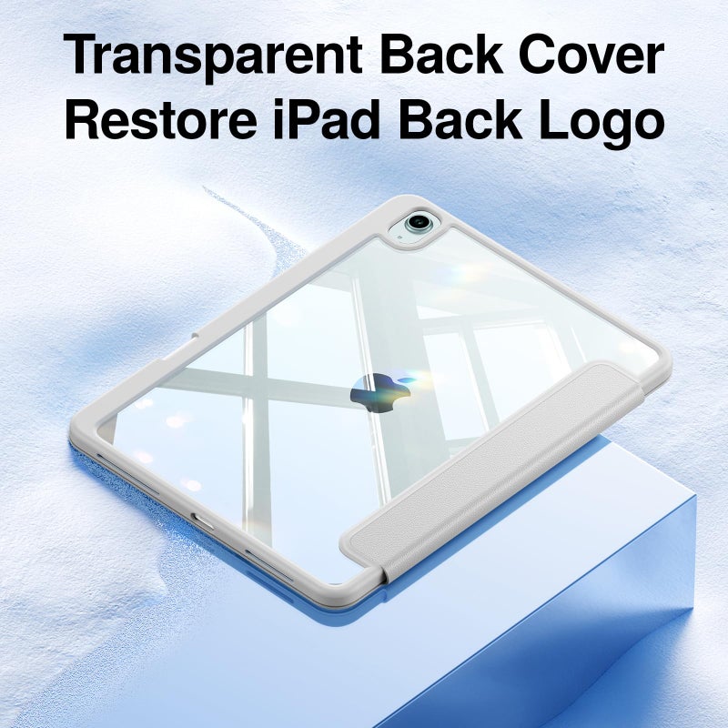 SMARTDEVIL Magnetic Case for iPad Air 13 inch (M3 2025/ M2 2024, 7th/6th Gen) & iPad Pro 12.9 inch (2018/2020, 3rd/4th Gen), Slim Trifold Stand with Clear Hard Back, Auto Wake/Sleep â€“ Light Gray - Image 5