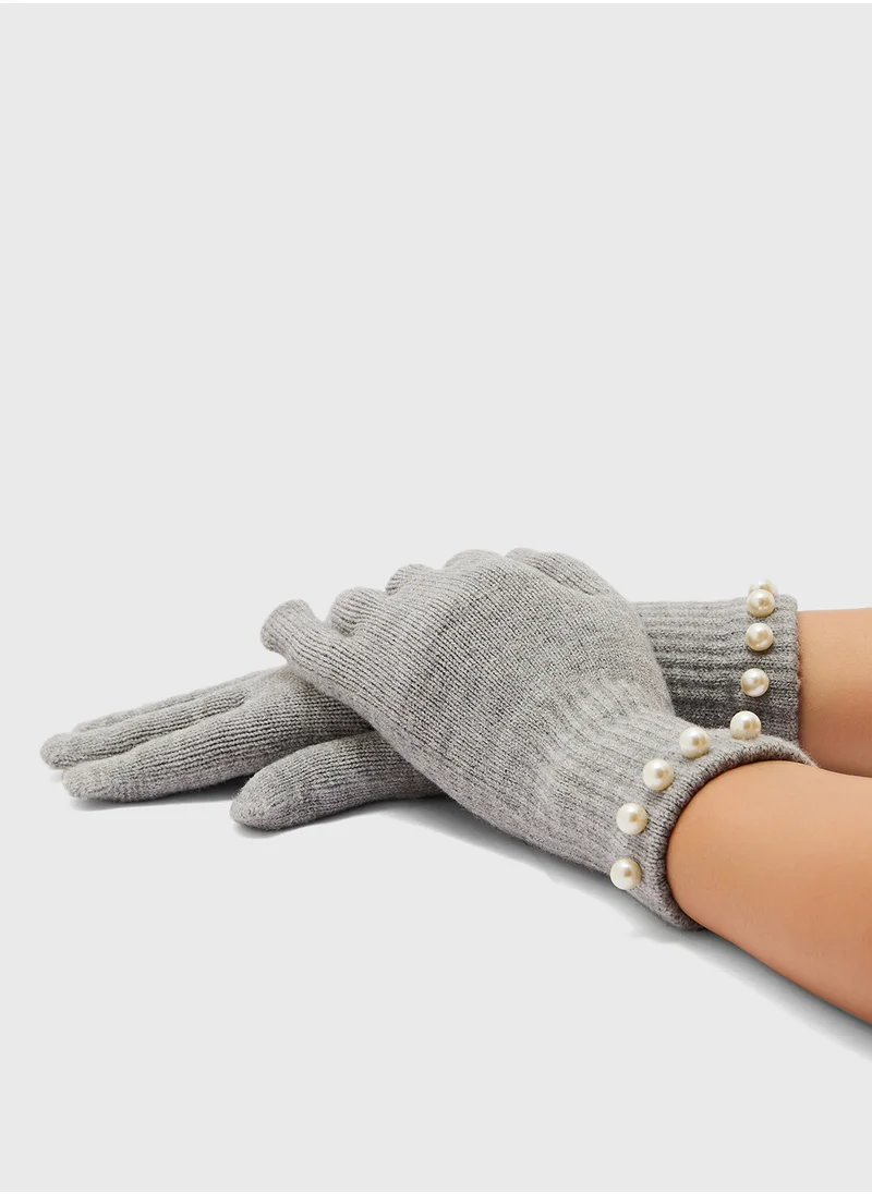 ايلا Pearl Detail Knitted Winter Glove