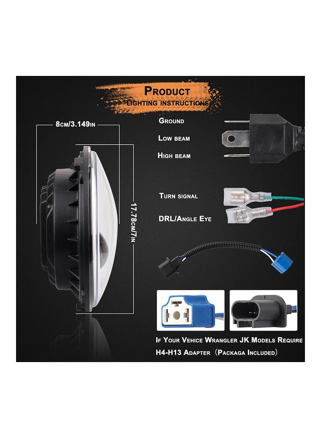 Loquat 12V/24V Motorcycle Car Headlight  Round LED Driving Lamp - Image 4