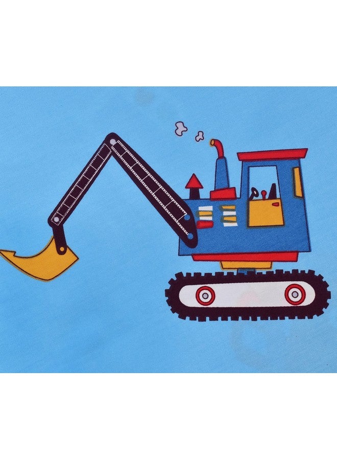 J-pinno Cars Vehicles Digger 100% Cotton 3 Pieces Cartoon Toddler Sheet Set for Kids Boys, Flat Sheet Fitted Sheet and Pillowcase, Cozy Breathable Unisex Nursery Crib Bedding Set (Blue Excavator) - Image 5