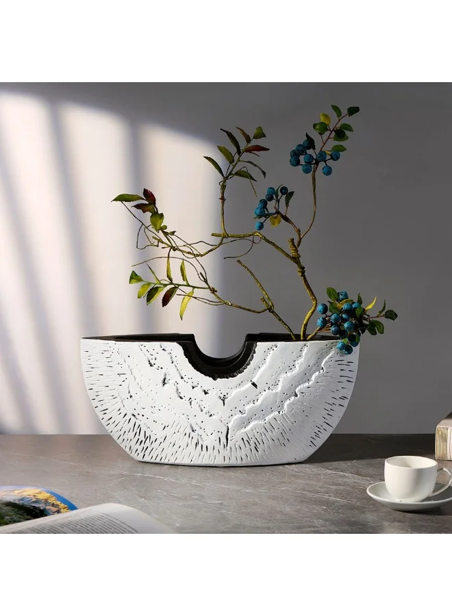 DANUBE HOME Danube Home Norwich Ceramic Rock Textured Vase - 37X10X17Cm Elegant Silver Home Decor Collection For Fresh Flowers Decoration Durable High-Quality Ceramic Vase| Decorative Home Accessories