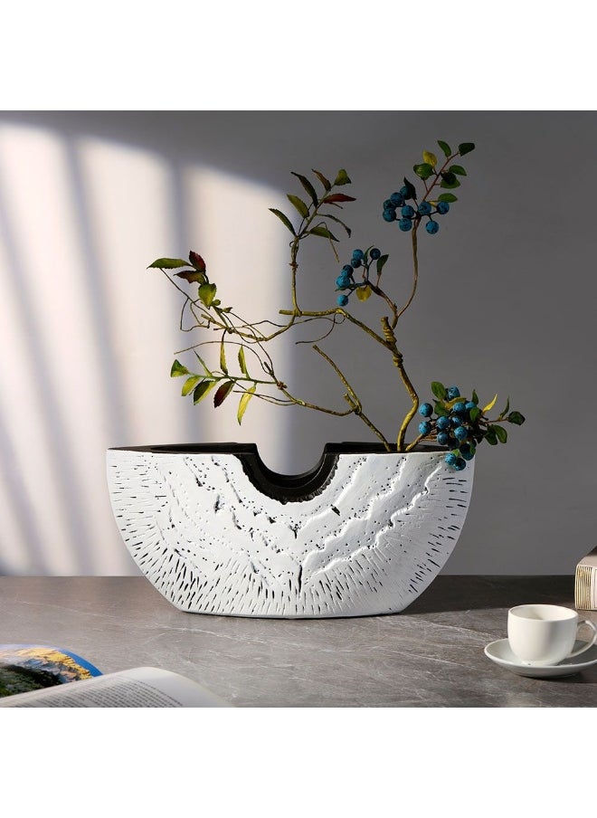 DANUBE HOME Danube Home Norwich Ceramic Rock Textured Vase - 37X10X17Cm Elegant Silver Home Decor Collection For Fresh Flowers Decoration Durable High-Quality Ceramic Vase| Decorative Home Accessories  - Image 1