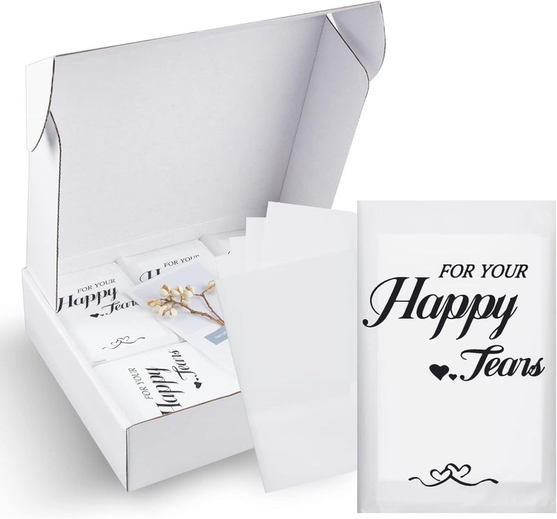 Ocmoiy Happy Tears Tissues (30-Count) Wedding Tissues Packs for Guests Welcome Favor Bags  Bulk Individual Pocket Tissue Packs for Your Big Moments - Image 1