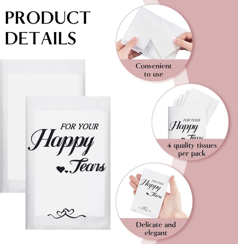 Ocmoiy Happy Tears Tissues (30-Count) Wedding Tissues Packs for Guests Welcome Favor Bags  Bulk Individual Pocket Tissue Packs for Your Big Moments - Image 4
