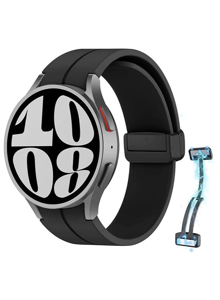 Magnetic Band for Watch 6 Classic 47mm 43mm/5 Pro 45mm/Watch 7 FE 6 5 4 44mm 40mm/4 Classic 46mm 42mm,Silicone Strap for Watch 5 Pro 45mm,No Gap Buckle - Image 1