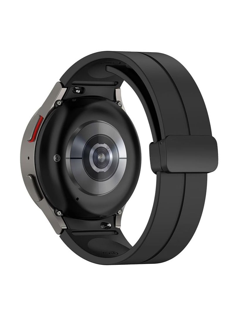 Magnetic Band for Watch 6 Classic 47mm 43mm/5 Pro 45mm/Watch 7 FE 6 5 4 44mm 40mm/4 Classic 46mm 42mm,Silicone Strap for Watch 5 Pro 45mm,No Gap Buckle - Image 2