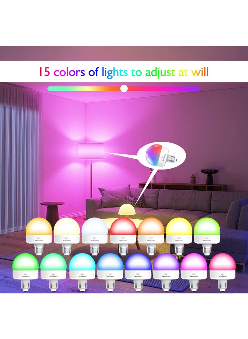 Wmlamz Wmlamz Rechargeable Smart Light Bulbs, With Remote E26/E27 LED Emergency Lightbulbs RGBCW Color With Timer Dimmable For Wall Wireless Sconce  - Image 3