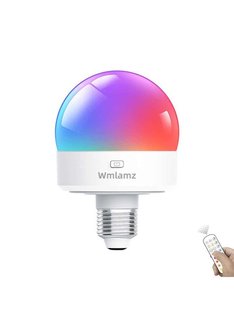 Wmlamz Wmlamz Rechargeable Smart Light Bulbs, With Remote E26/E27 LED Emergency Lightbulbs RGBCW Color With Timer Dimmable For Wall Wireless Sconce  - Image 1