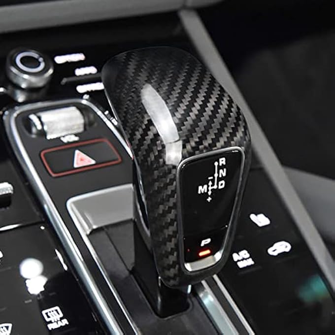 ريحني غطاء حواف مقبض ناقل الحركة من ألياف الكربون الحقيقية لبورشه كايين بورشه كايين نيو إنرجي 20182024 إكسسوارات بورشه كايين أسود - Image 1