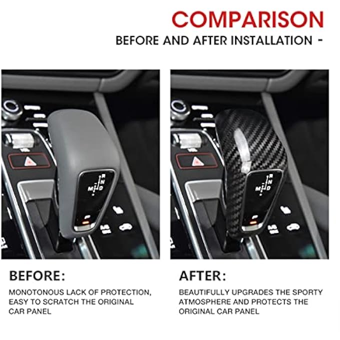 ريحني غطاء حواف مقبض ناقل الحركة من ألياف الكربون الحقيقية لبورشه كايين بورشه كايين نيو إنرجي 20182024 إكسسوارات بورشه كايين أسود - Image 4