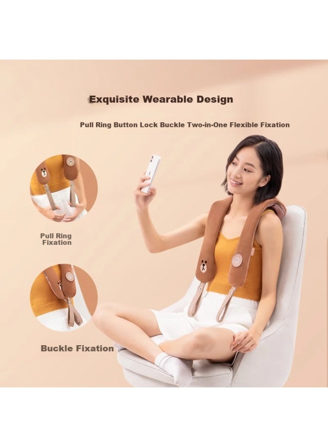 OGAWA Ogawa Cervical Massager Neck Shoulder Massager Shawl Neck Shoulder Back Massager Pad Neck Massager For Parents Boyfriend Girlfriend Birthday Gift High-end Niche Mole Hammer Brown Bear  - Image 1