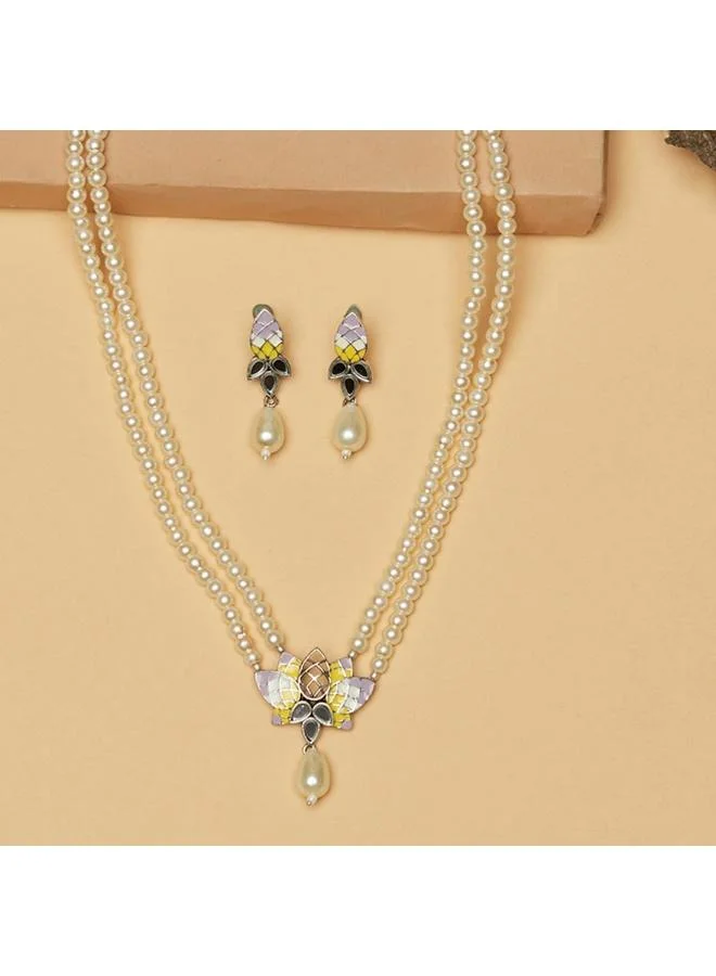 VOYLLA VOYLLA Antique Elegance Filigree Faux Adorned Toned Brass Jewellery Set, Onesize, Brass, No Gemstone