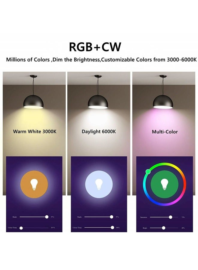 2pcs Smart Light Bulbs, 12W E27 Bluetooth Lamp Bulb LED RGB Color Changing - Image 2