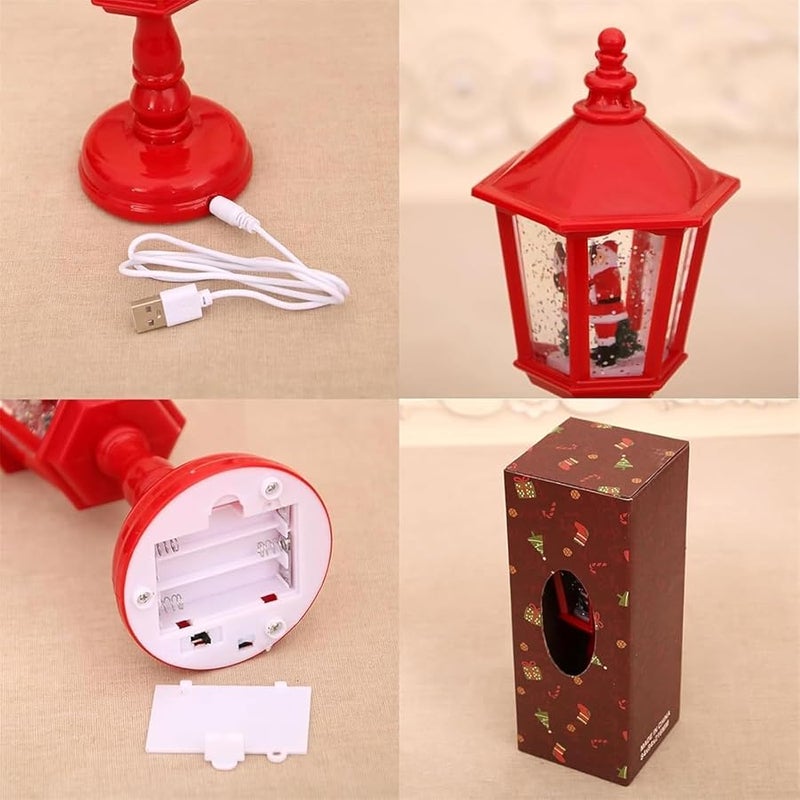 فانوس ثلج عيد الميلاد البني مع أضواء LED وموسيقى العطلات وتأثير الشمعة ومصباح الطاولة - Image 5