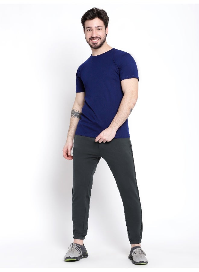 Beyoung Navy Blue Plain T-shirt For Men  - Image 4