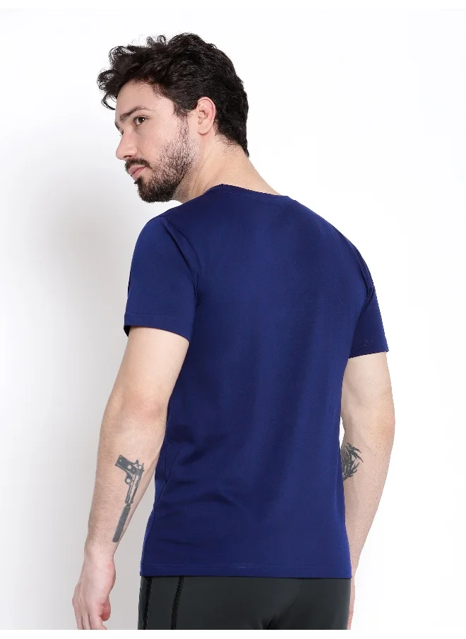 بيونغ Navy Blue Plain T-shirt For Men