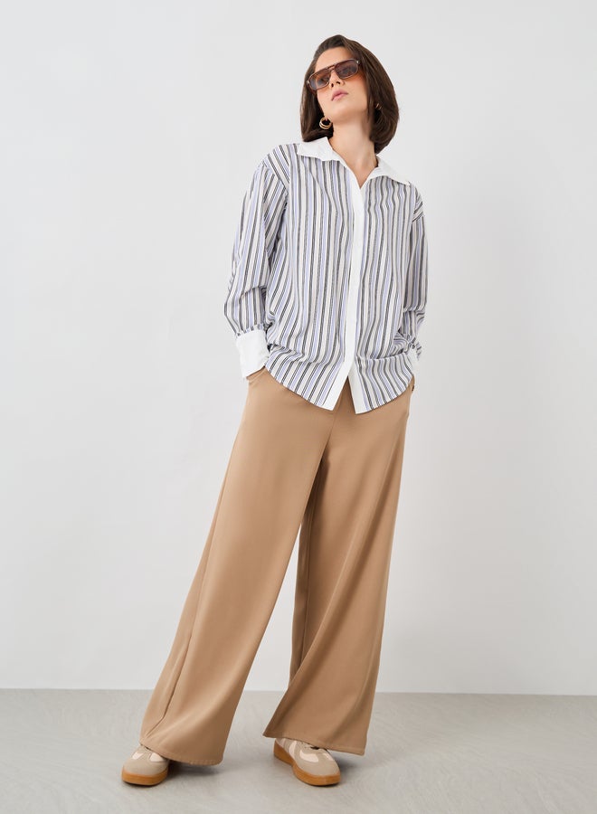 تايك تو قميص واسع بياقة مخططة - Image 4