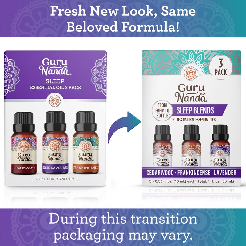 GuruNanda Sleep Essential Oil Set (Pack of 3 x 0.34 Fl Oz) - 100% Pure, Natural & Undiluted Cedarwood, Frankincense & Lavender Aromatherapy Oils for Diffuser - Perfect for Massages & DIY Recipes - Image 2