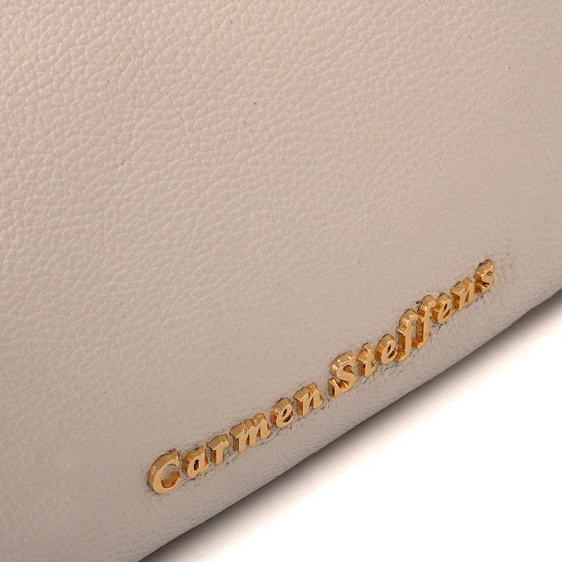 Carmen Steffens White Bianco Half-Moon Leather Bag with Chain