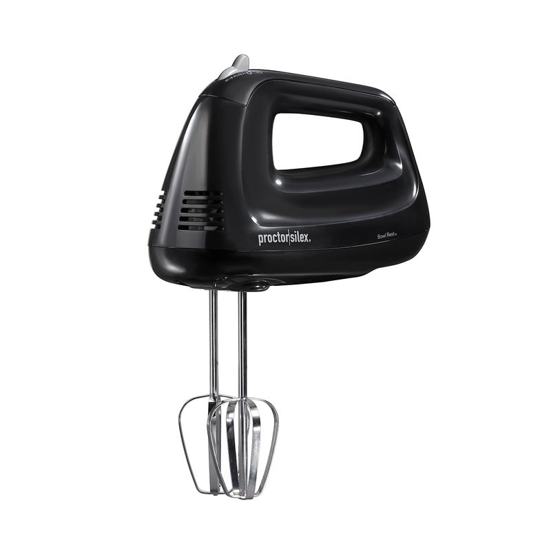 Proctor Silex Easy Mix 5Speed Electric Hand Mixer with Bowl Rest Compact and Lightweight 215 Watts of Peak Power Black 62511