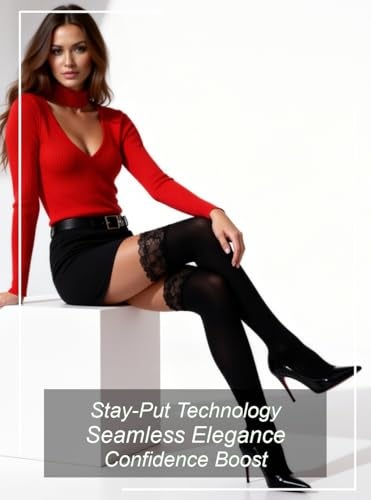 Mila Marutti Black Thigh High Stockings for Women | Opaque Thigh Highs Tights | 100 Denier Pantyhose - Black, M - Image 4