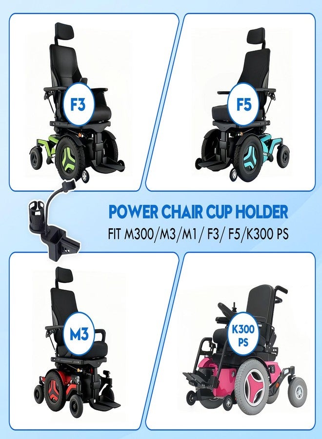 Vornalex Cup Holder for Permobil Power Wheel Chair, 3-in-1 Cup Holder - Image 2