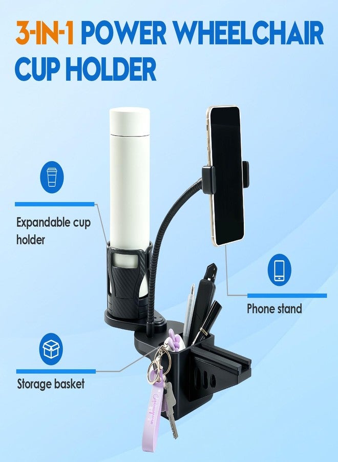 Vornalex Cup Holder for Permobil Power Wheel Chair, 3-in-1 Cup Holder - Image 4