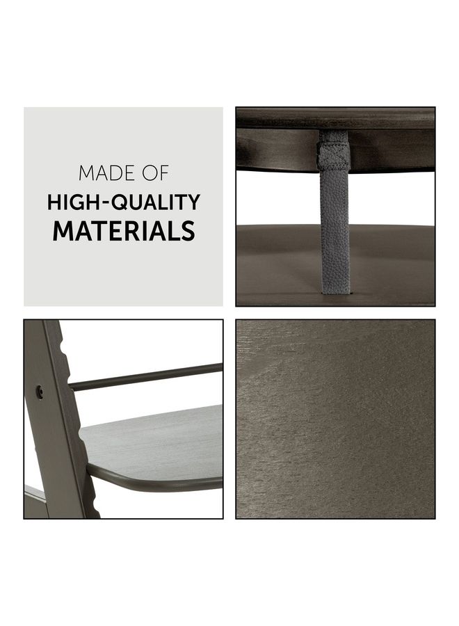 hauck High Chair Alpha+ Fsc Certified Beechwood, Wooden Highchair From 6 Months Up To 90 Kg, Toddler High Chair Incl. Crotch Strap In Leatherette 5 - Point Harness Bumper Bar - Charcoal - Image 4