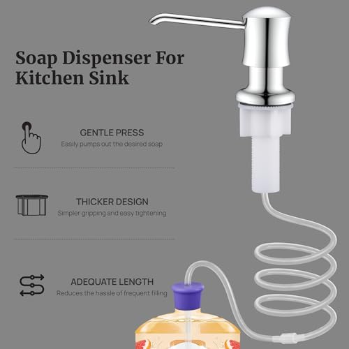 Ultimate Unicorn Sink Soap Dispenser for Kitchen Sink Chrome Upgrade with 40" Silicone Extension Tube Kit, Connect to Your Soap Bottle Directly - Image 3