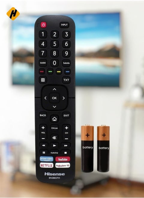 Replacement Remote Control EN2BI27H for Hisense 4K UHD TVs H50B7100 H50B7100 H50B7300 H50B7500 H50B7500UK H50BE7200 H50BE7400 with battery