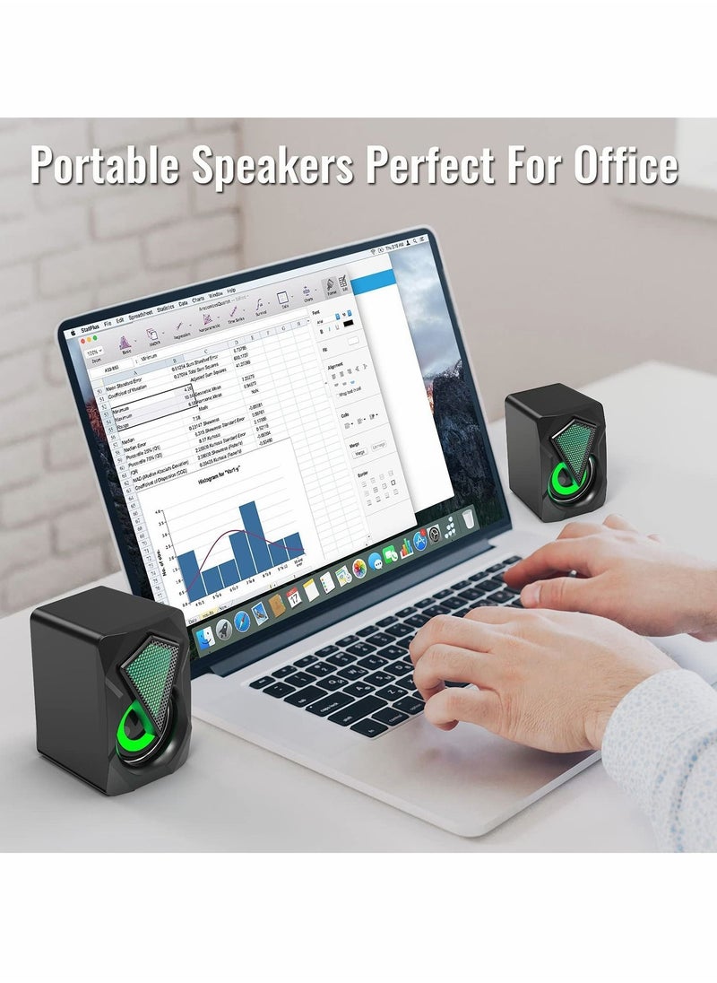Y&D - Computer Speakers, Mini USB Audio Multimedia Volume Control Game RGB Lights for PC Desktop Laptop Display - Image 1