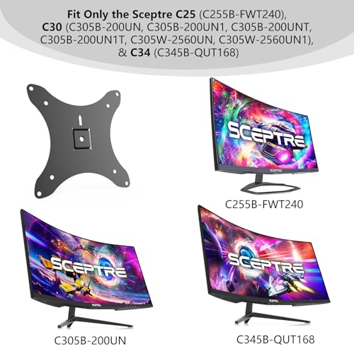 KTCEFE VESA Adapter Plate Bracket Compatible with Sceptre C25, C30, and C34 Monitors, Fit for VESA Mounts 75x75mm & 100x100mm - Image 2