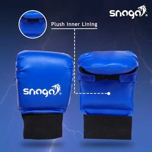 Snaga Karate Gloves/Boxing Training Gloves, Lightweight Padding, Elasticated Hook & Loop Strap Closure for Better Performance, Protection and Comfort (Blue, L) (14 + Years Old) - Image 5