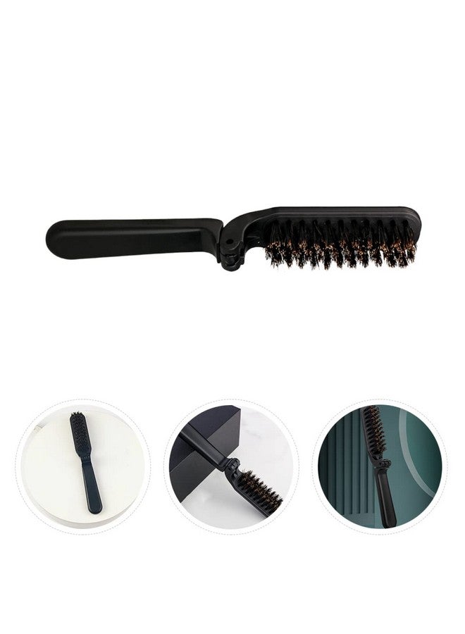 KALLORY Small Home Stylish For Men Daily Travel Mustache Pocket Hair Folding Brush Black Comb Beard Portable Detangling Barber Outdoor Straighten Brush Grooming - Image 3
