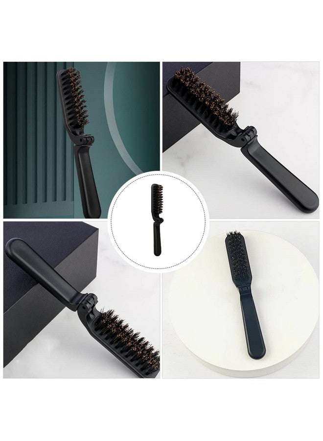 KALLORY Small Home Stylish For Men Daily Travel Mustache Pocket Hair Folding Brush Black Comb Beard Portable Detangling Barber Outdoor Straighten Brush Grooming - Image 5