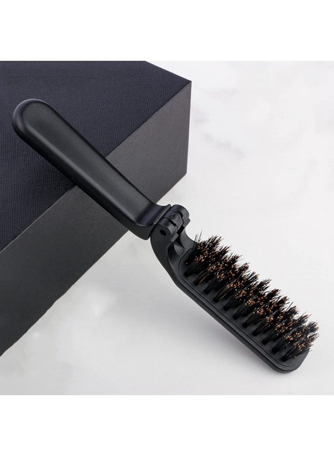 KALLORY Small Home Stylish For Men Daily Travel Mustache Pocket Hair Folding Brush Black Comb Beard Portable Detangling Barber Outdoor Straighten Brush Grooming - Image 2