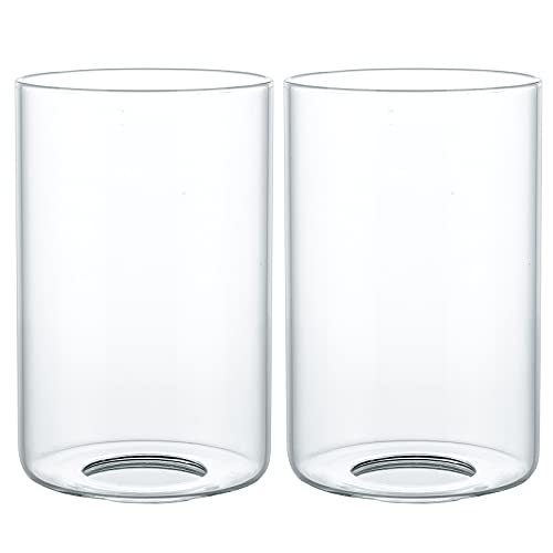 Skelang Clear Lip-less Glass Lamp Shade, Cylindrical Light Cover with Fitter Opening, Replacement for Chandelier, Bathroom Vanity Light, Pendant, Pack of 2 - Image 1
