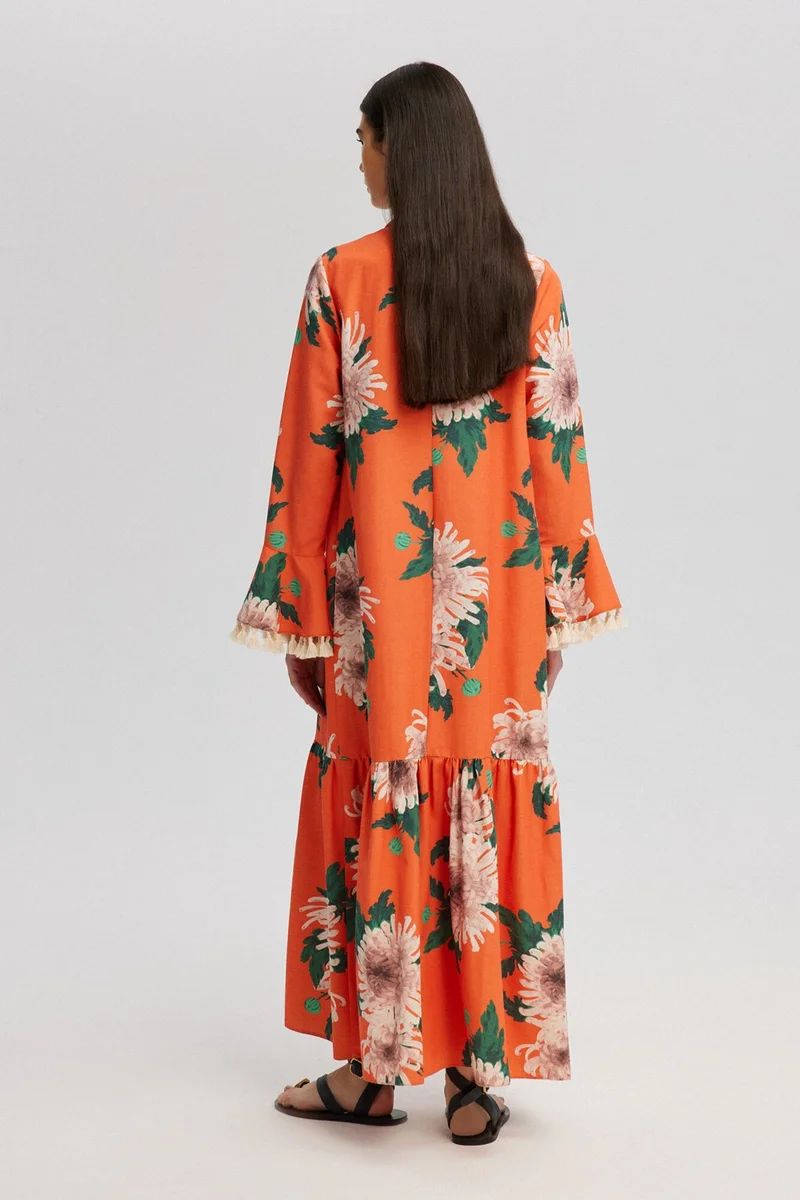 Touche Touche Floral Patterned Natural Textured Dress