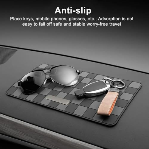 aakichi Rubber Adhesive-Free Car Mat Grid Pattern Car Anti-Slip Mats High Temperature Resistant Interior Decor Mobile Phone Holder for Fit for All Car'S - Image 3