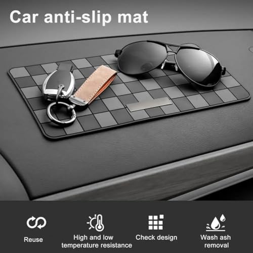 aakichi Rubber Adhesive-Free Car Mat Grid Pattern Car Anti-Slip Mats High Temperature Resistant Interior Decor Mobile Phone Holder for Fit for All Car'S - Image 4
