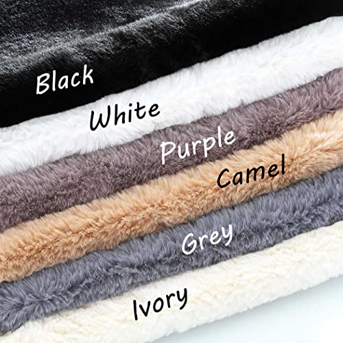 Jovono Women's Bride Wedding Faux Fur Shawl Wrap and Scarf for Women (Ivory) - Image 4