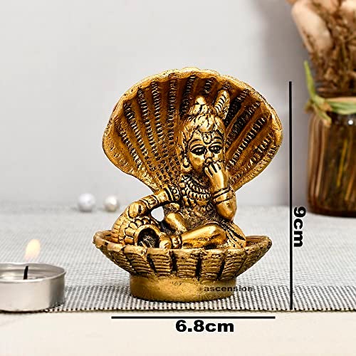 ascension Seep Shell Krishna Metal Gold Plated Laddu Gopal Ji, Bal Gopal Ji, Thakur Ji Idol, Statue or Murti - Image 4