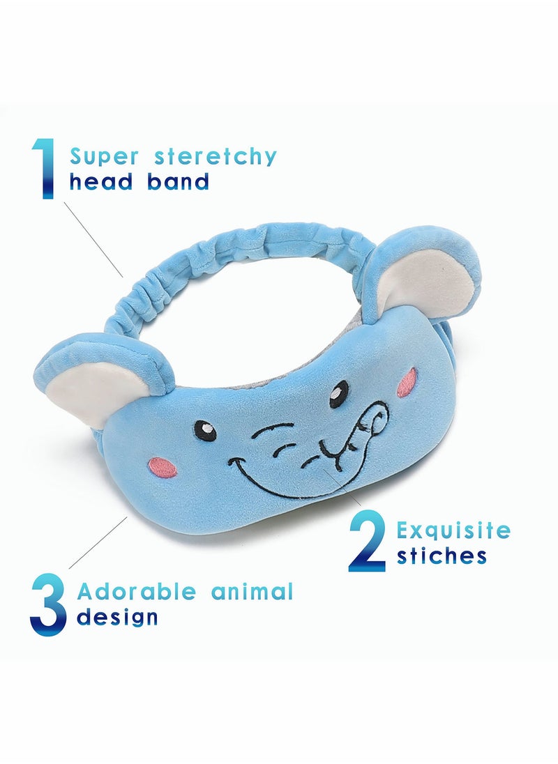 SYOSI - Travel Pillow for Kids and Adults Cute Animal Memory Foam Neck Pillow with Soft Fleece Cover and Eye Mask Set Airplane Pillow Travel Kit with Drawstring Organizer Bag Machine Washable (Elephant) - Image 1