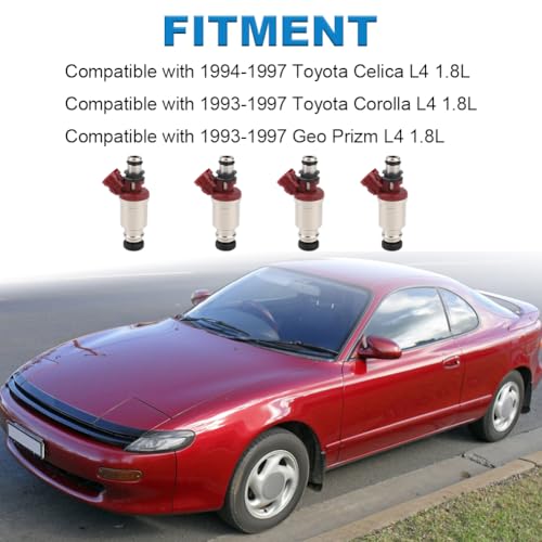 JDMON Fuel Injectors Compatible with 19941997 Toyota Celica19931997 Toyota Corolla19931997 Geo Prizm L4 18L Replacement for FJ388 2325016160 2320916160 9485370 - Image 3
