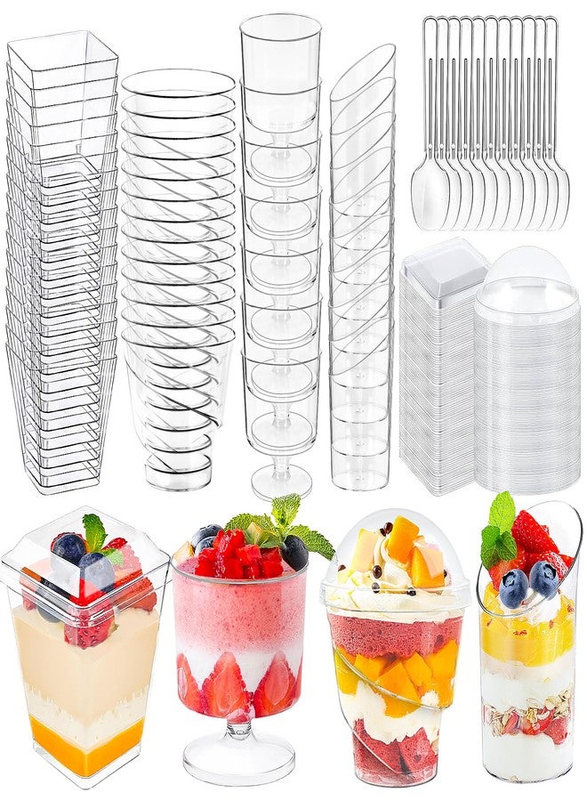 LifeIdeas 380 Pack Mini Dessert Cups with Spoons and lids, 5 oz Mini Clear Parfait Cups, Shooters Cups for Party, Round Yogurt Cups, Reusable Fruit Ice Cream Cake Pudding Cups - Image 1