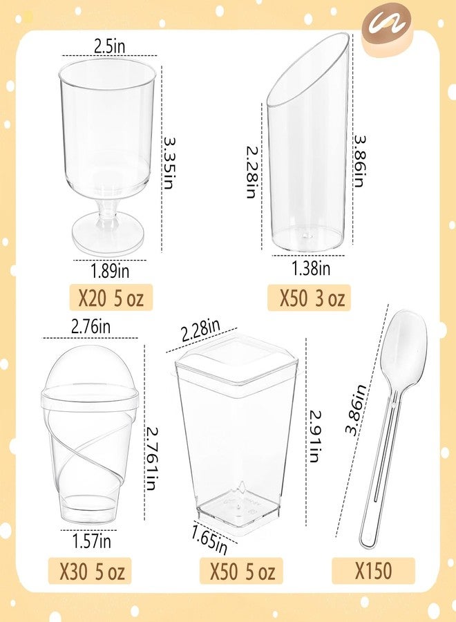 LifeIdeas 380 Pack Mini Dessert Cups with Spoons and lids, 5 oz Mini Clear Parfait Cups, Shooters Cups for Party, Round Yogurt Cups, Reusable Fruit Ice Cream Cake Pudding Cups - Image 2
