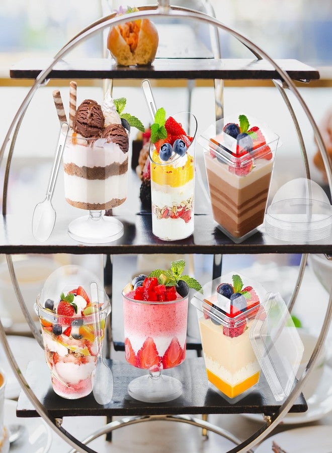 LifeIdeas 380 Pack Mini Dessert Cups with Spoons and lids, 5 oz Mini Clear Parfait Cups, Shooters Cups for Party, Round Yogurt Cups, Reusable Fruit Ice Cream Cake Pudding Cups - Image 4