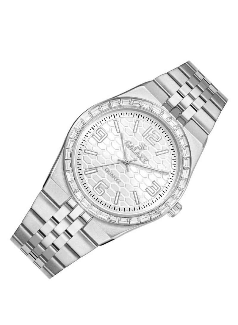 جالاكسي ساعة جالكسي GS-2398 للجنسين، ساعة معصم تناظرية، هيكل من الفولاذ المقاوم للصدأ، تصميم كلاسيكي أنيق، ساعة للارتداء اليومي - Image 2