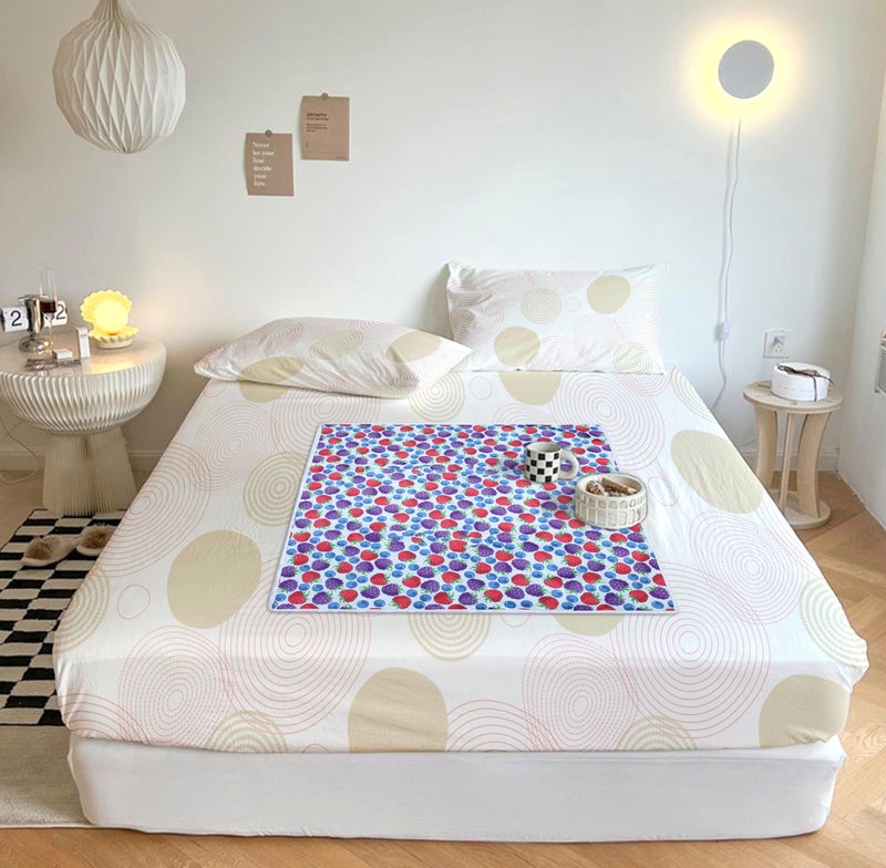 Aazeem Waterproof Bed Server | Food Mat | Bedsheet Protector | Non - Reversible in 3D Printed with Laminated Nonwoven Back | Blue | - Image 3