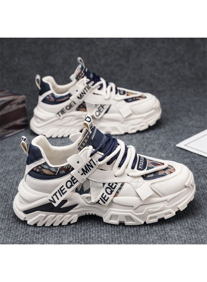 Popular Men's Shoes Summer  New Mesh Sneakers Youth Trendy Versatile Height-increasing Dad Shoes Thick-soled